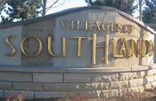 Colorado buff stone at Village at Southlands, Loveland, Colorado.