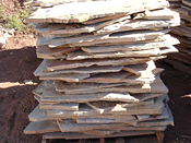 Stack of thin veneer flagstone.